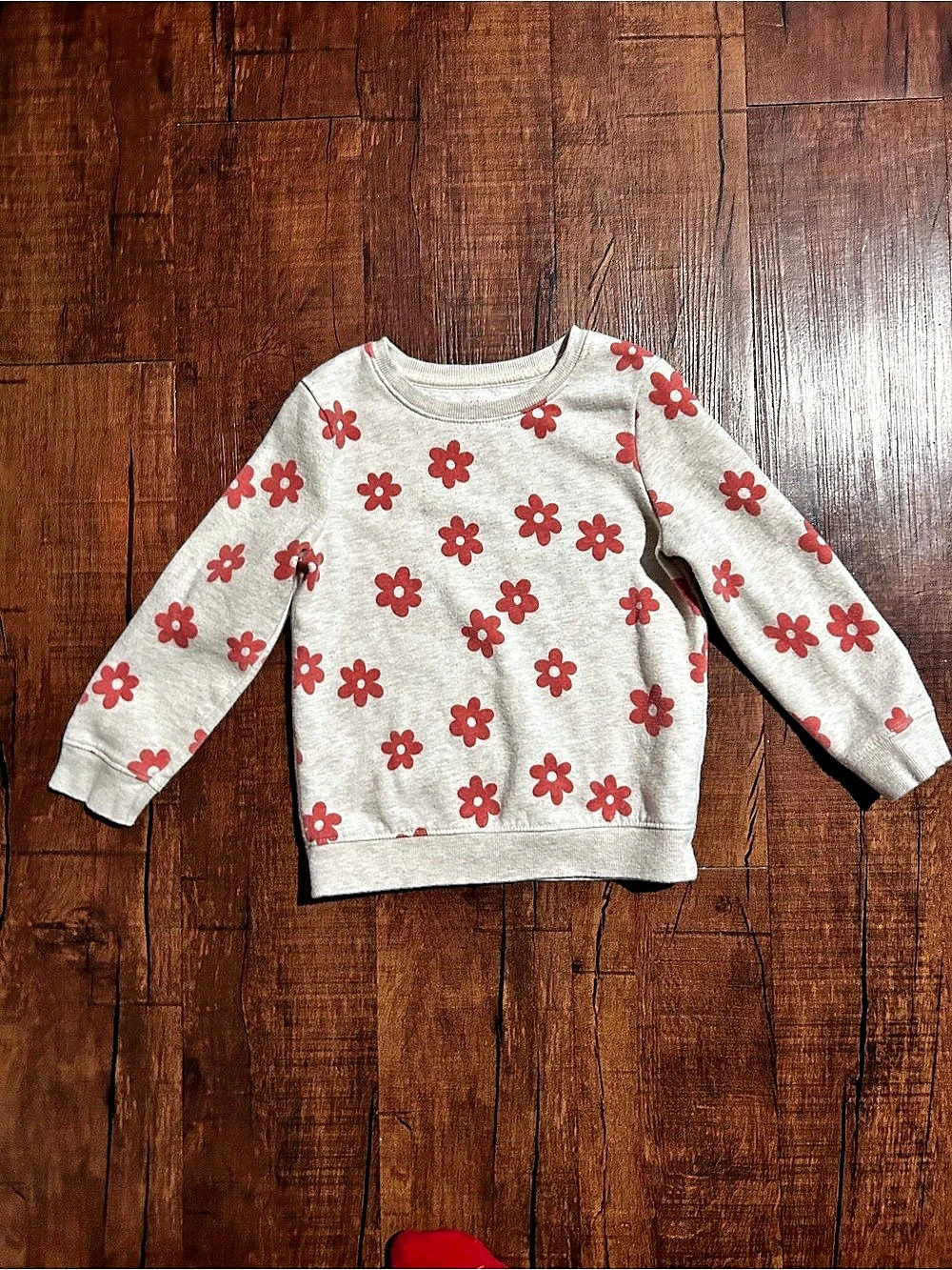 Kids Floral Sweatshirt in Gray & Red Like New